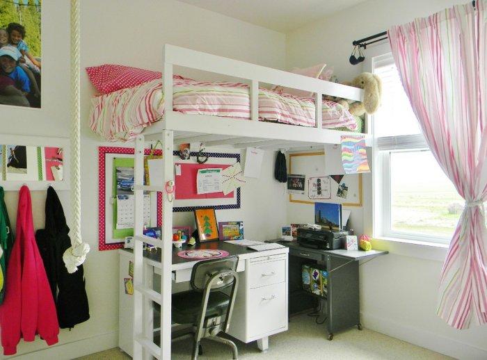 Kids loft bed - and white desk