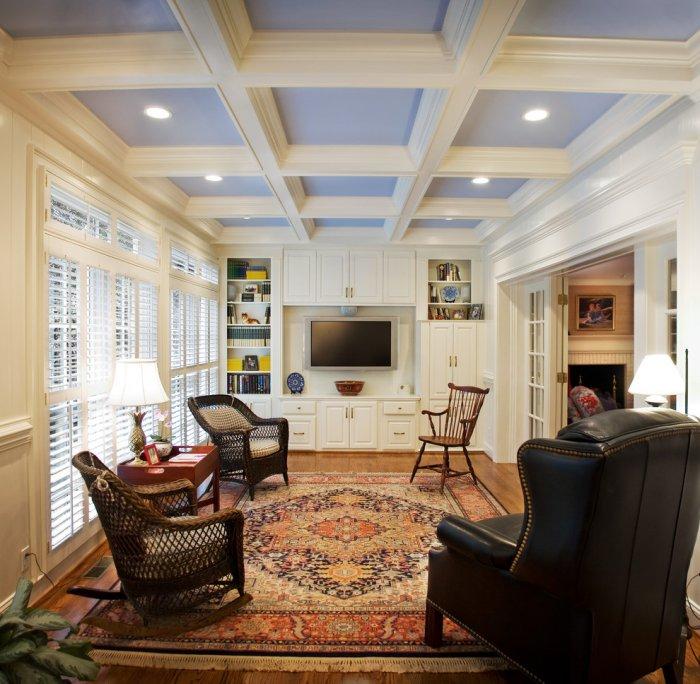 Traditional den room - with white walls