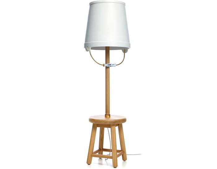Wooden floor lamp - with bucket shader