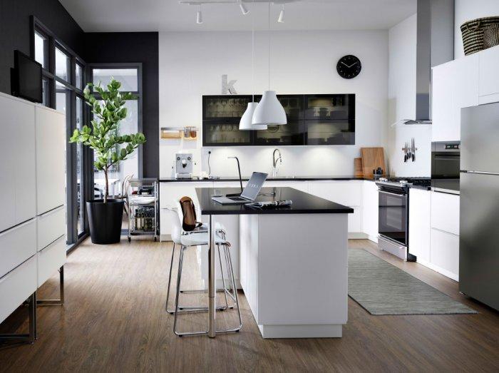 Black modern kitchen cabinet - with transparent glass door