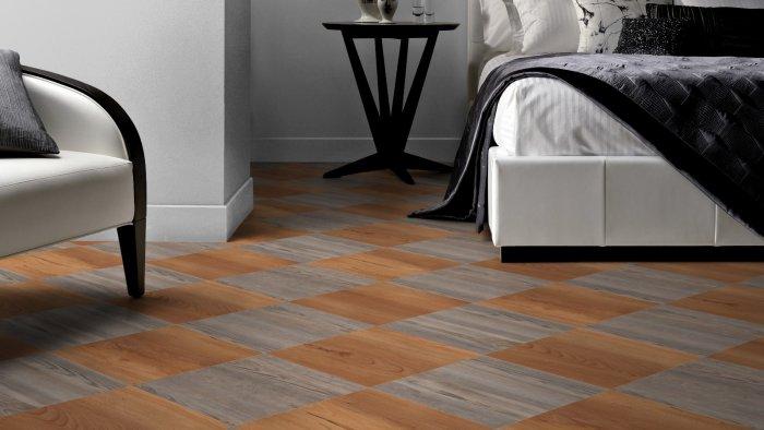 Checkmate designer floor tiles - for elegant bedroom