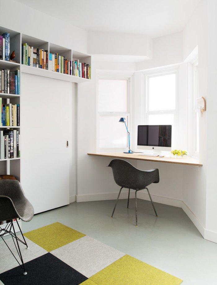 Minimalist corner desk - with Mac on it