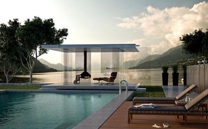 Glass patio shed - minimalist design