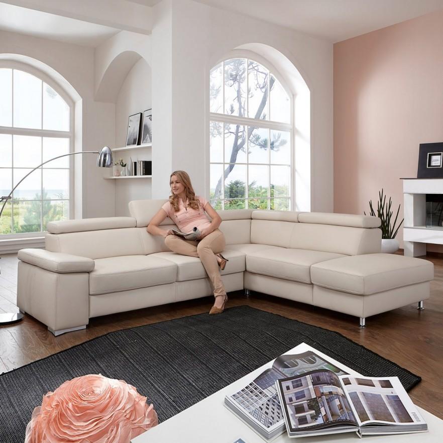 Cream corner sofa - in pink living room