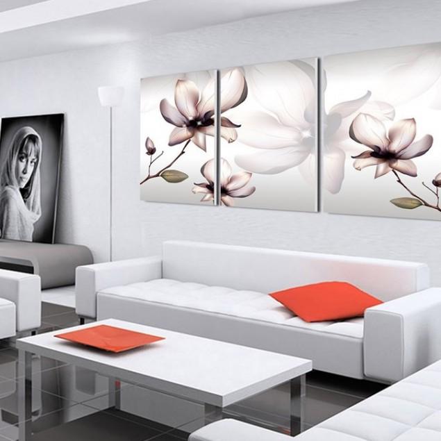 A Guide To Minimalist Home Décor: Floral modern wall art - three paintings