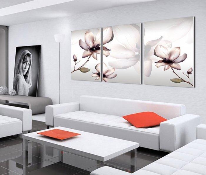 A Guide To Minimalist Home Décor: Floral modern wall art - three paintings