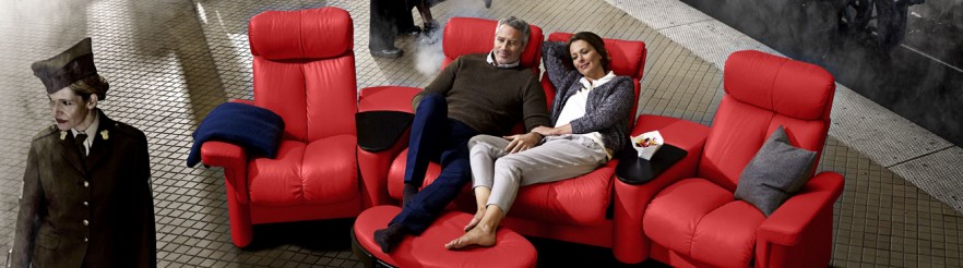 Couple on home theater seating