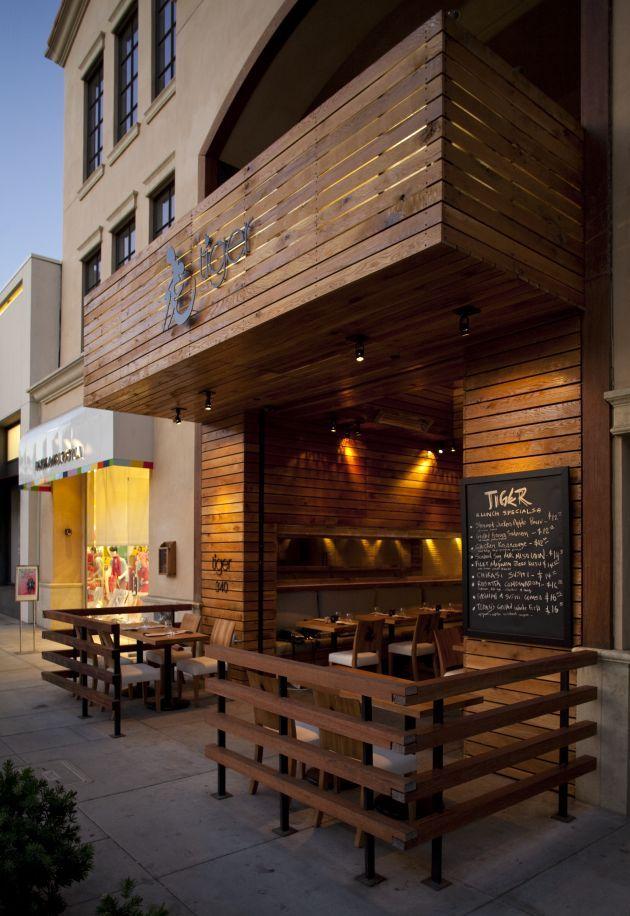 Wooden cafe tables