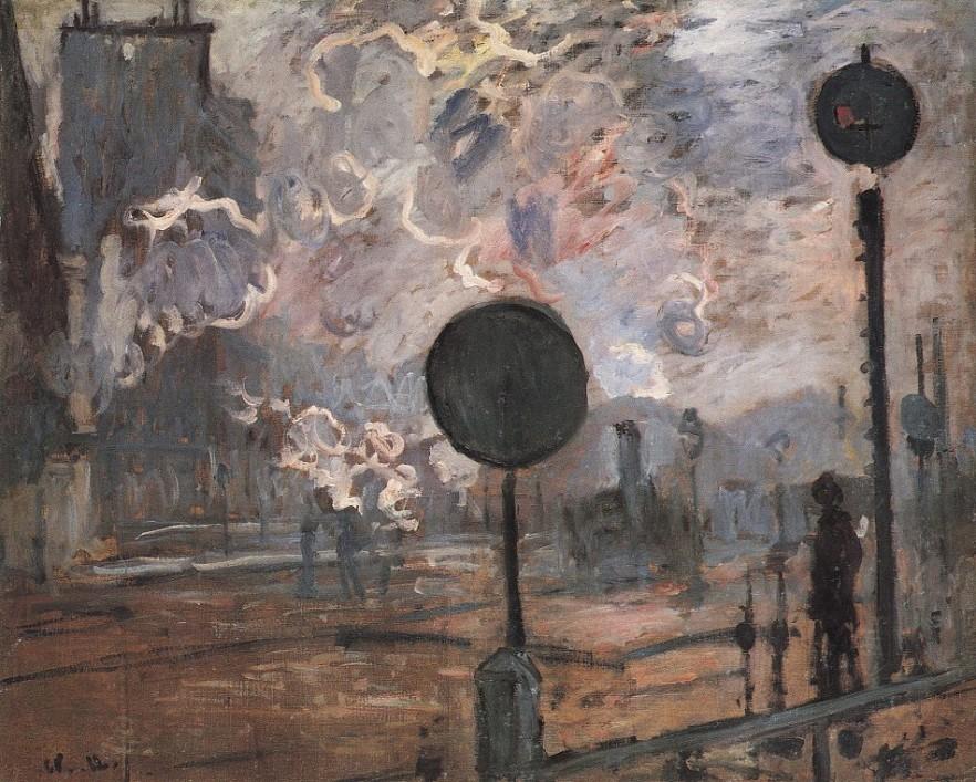 Outside the railway station Saint Lazare by Claude Monet