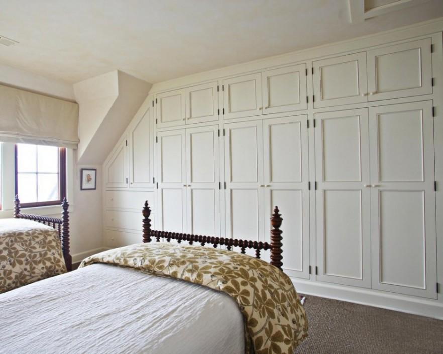 Scandinavian fitted bedroom wardrobe - with white doors