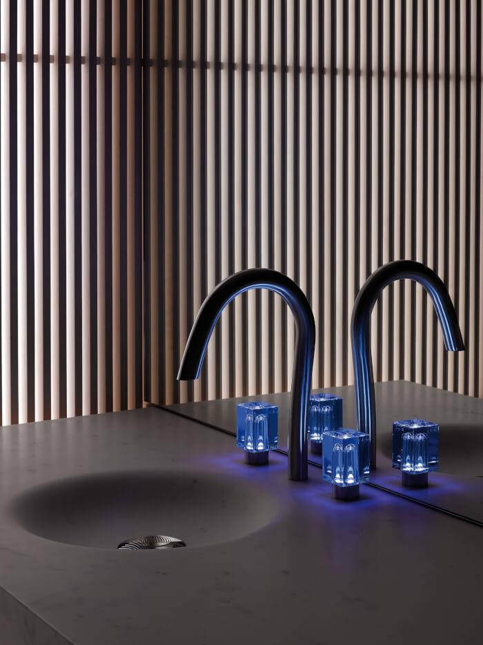 Cobalt Culture: Transforming the Bath with a Time-Honored Shade:  cobalt-colored vola tap