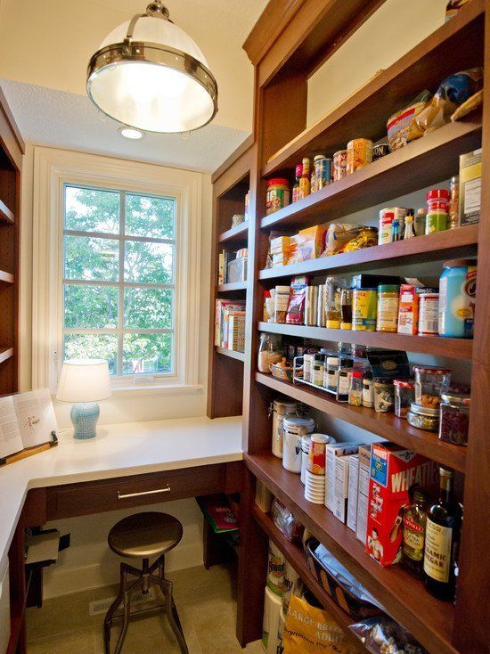 Add a Desk and Seating Space - Small Pantry Organization