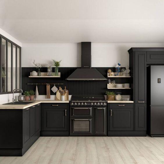A Set of Black Cabinets - Kitchen Cabinet Design Ideas