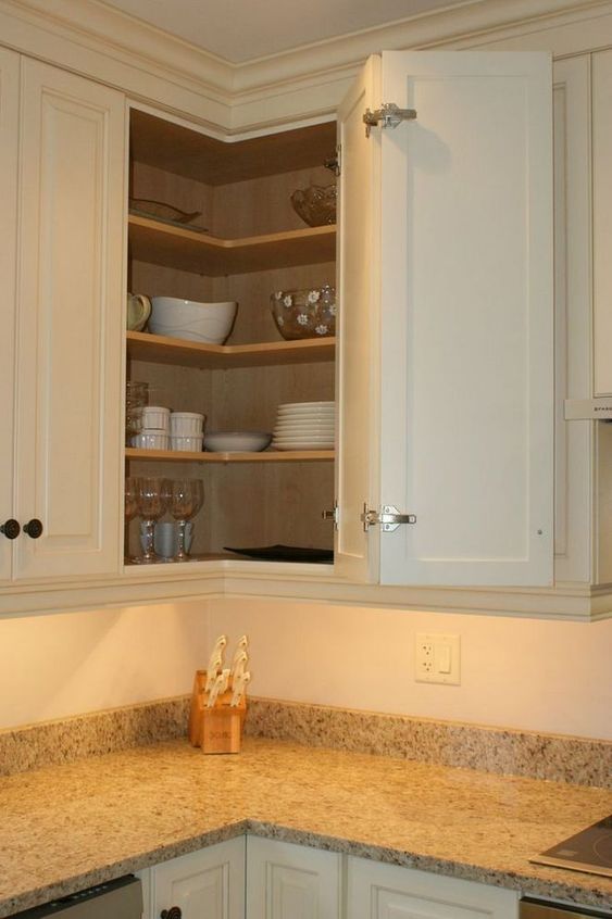 20 Corner Kitchen Cabinet Ideas, Kitchen Corner Cabinets Upper