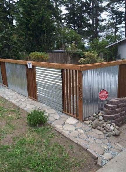 Corrugated Metal – Very Cheap Garden Fence Ideas