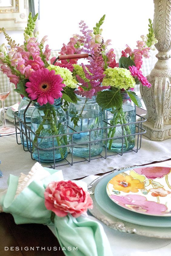 A Basket of Flowers - Summer Table Centrepieces