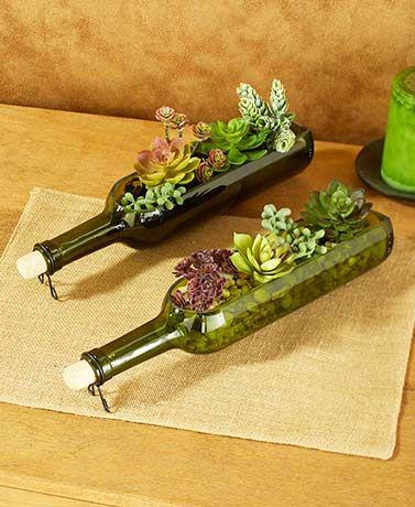 Wine Bottle Planters - Summer Table Centrepieces