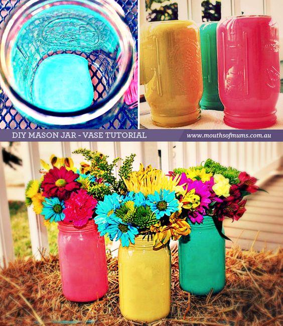 Painted Mason Jars - Colourful and Vibrant