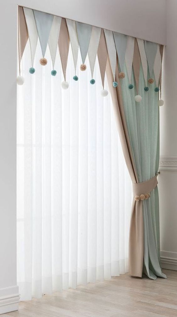 Cute Pompoms - Bedroom Curtain Ideas