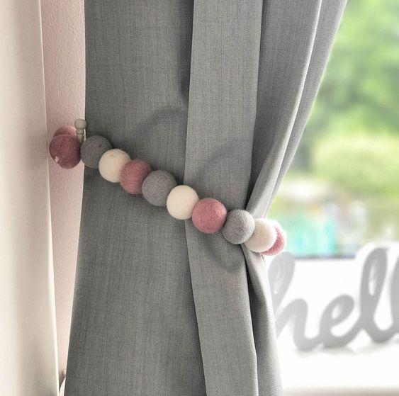 A Cute Curtain Wrap - Pompoms or Felt Balls