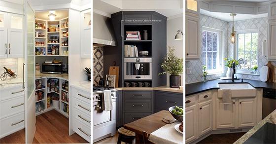 20 Corner Kitchen Cabinet Ideas, Open Corner Cabinet Ideas