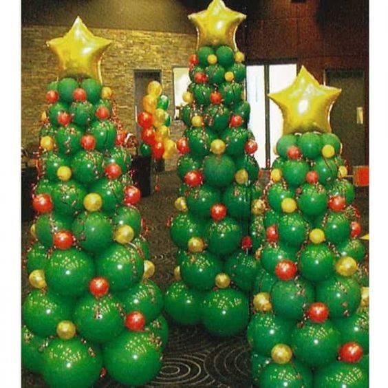 Balloon Christmas Trees - Christmas Party Decoration Ideas