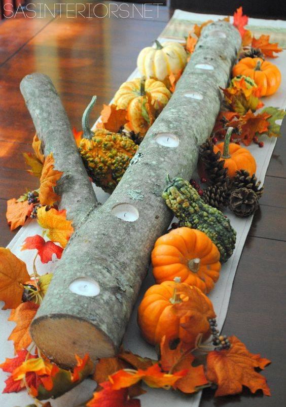 Wood and Pumpkins - A Unique Candle Holder