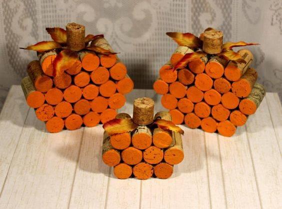 Cork Pumpkins - Recycling Old Things
