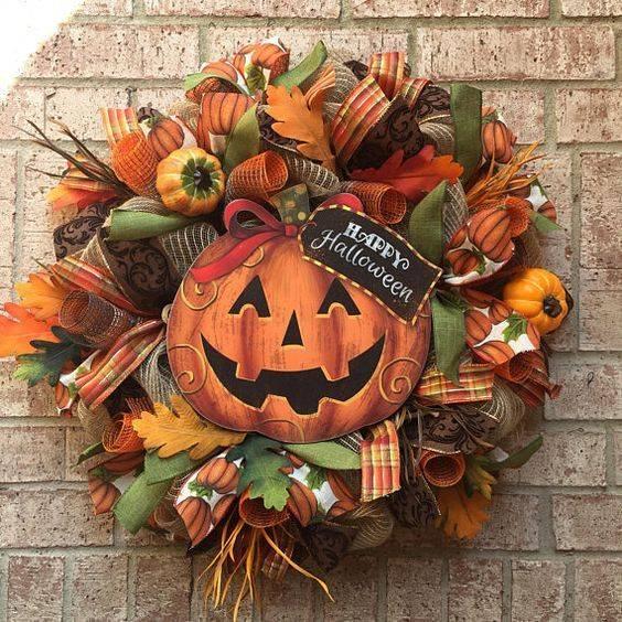 A Happy Halloween - Fall Wreath Ideas for Front Doors