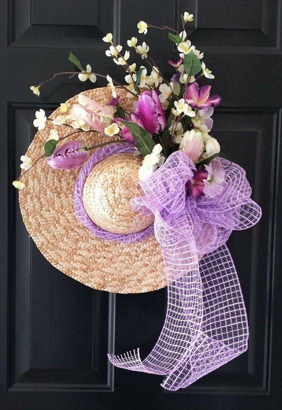 A Straw Hat - Spring Wreaths for the Front Door