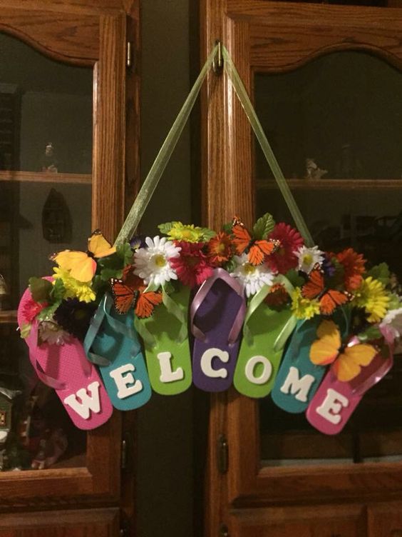 Flipflops and Flowers - Spring Door Decorations