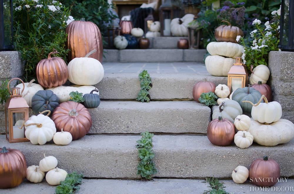 Scattered on Stairs - Halloween Pumpkin Decorations