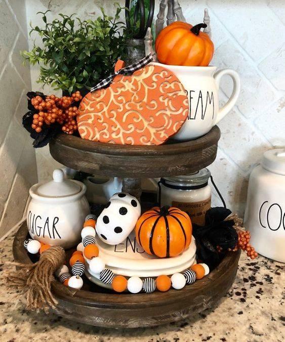 A Tiered Tray - Halloween Pumpkin Decorations