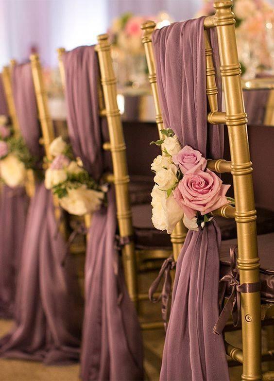 Purple Chair Wraps - Cheap Wedding Decoration Ideas