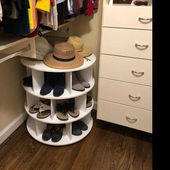 A Spinning Shoe Rack - Shoe Storage Ideas for Small Spaces