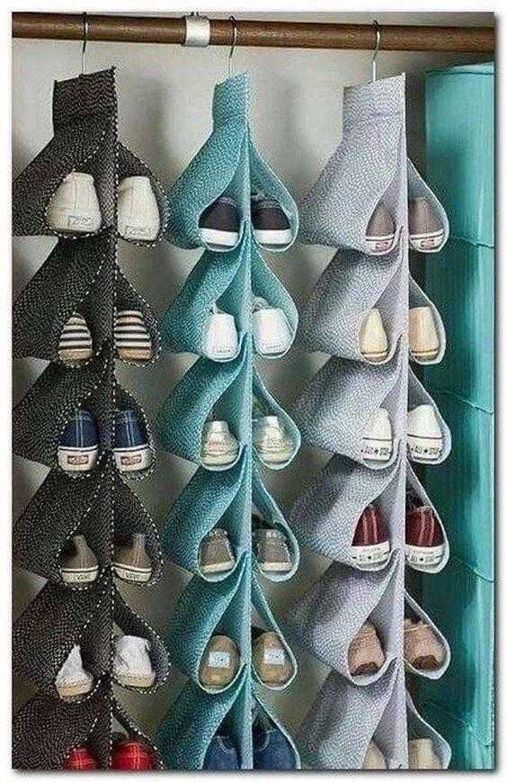 A Clever Idea - Easy Hanging Shoe Organizers