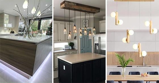 contemporary light over kitchen island