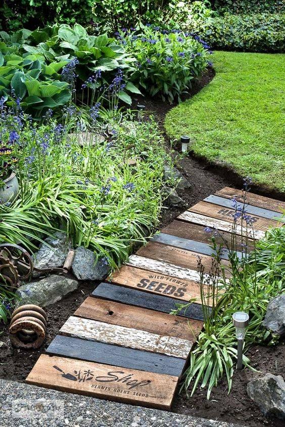 Reclaimed Boards of Wood - Garden Walkway Ideas