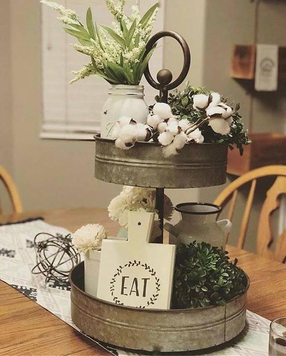 A Multi-tiered Tray - Simple Dining Table Centrepiece Ideas