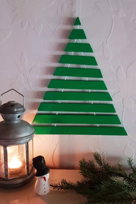 Green Wooden Panels - Wall Hanging Christmas Tree