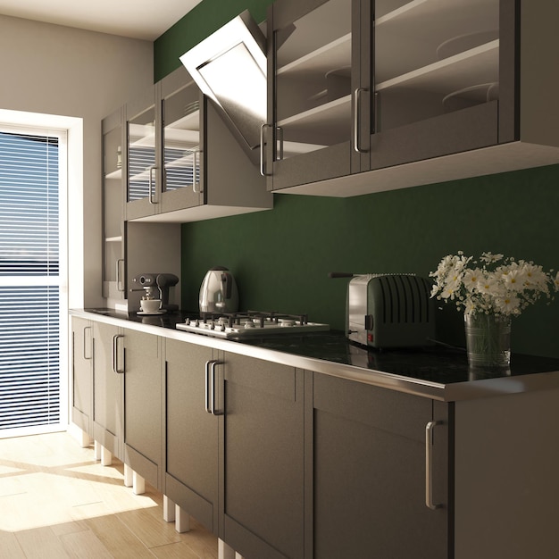 Free photo render of 3d contemporary kitchen